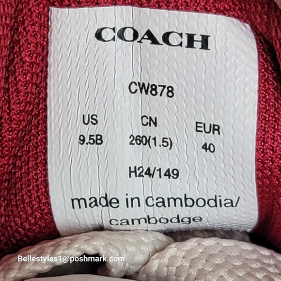 COACH Low Top Leather and Suede Sneakers C201- Pink color-Women’s US Size 9.5B ⭐ - Picture 14 of 16